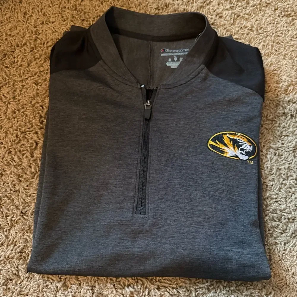 Missouri Tigers Pullover Men Champion Black Large Mizzou 1/4 Zip Champion